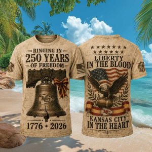 Kansas City 250 Years of Freedom T Shirt Patriotic Liberty Bell Fan Apparel