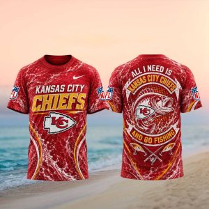Kansas City Chiefs All I Need Is Go Fishing 3D T Shirt