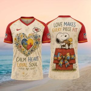 Kansas City Chiefs Snoopy Autism Awareness Floral Football T Shirt