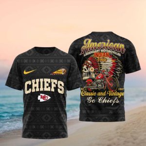 Kansas City Football Indian Chief Vintage Motorcycle T Shirt