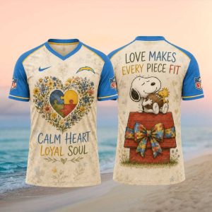 LA Chargers Snoopy Autism Awareness Floral Football T Shirt
