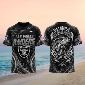Las Vegas Raiders All I Need Is Go Fishing 3D T Shirt