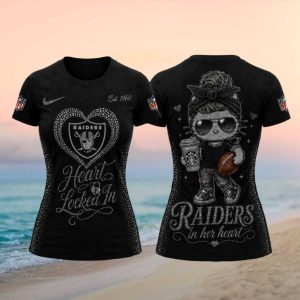 Las Vegas Raiders Girl Mascot Heart Locked In Black Shirt