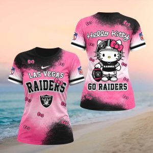 Las Vegas Raiders Hello Kitty Pink All Over Print Women T shirt