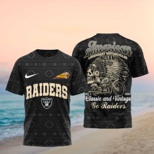 Las Vegas Raiders Indian Motorcycle Vintage Classic Print T Shirt