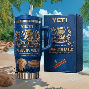 Leopards De La RDC FECOFA Congo Football 1968 2026 Anniversary Blue 40oz Stainless Steel Insulated Tumbler