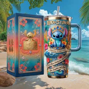 Lilo and Stitch Ohana Forever Tropical Retro Hawaiian 20oz Kids Gift Stainless Steel Insulated Tumbler