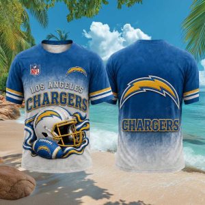 Los Angeles Chargers Football Lightning Bolt Helmet 3D Graphic T Shirt