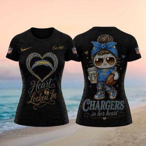 Los Angeles Chargers Girl Mascot Heart Locked In Team T shirt