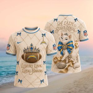 Los Angeles Chargers Luxury Pearl Cat Loyal Lady T Shirt