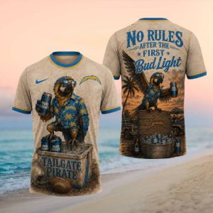 Los Angeles Chargers Tailgate Pirate T Shirt Funny Bud Light No Rules Fan Apparel