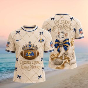 Los Angeles Rams Luxury Pearl Cat Loyal Lady T Shirt