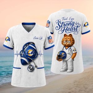 Los Angeles Rams NFL Garfield Tired Eyes Strong Heart T Shirt