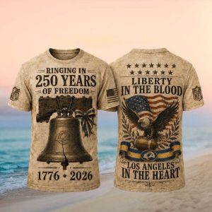Los Angeles Rams Ringing 250 Years Freedom 2026 Retro Vintage Men Women Fans T Shirt