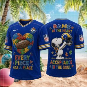 Los Angeles Rams Snoopy Autism Awareness Football T Shirt