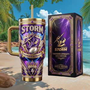 Melbourne Storm Thunder Dynasty Gold Edition NRL 20oz Retro Stainless Steel Insulated Tumbler