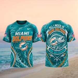 Miami Dolphins Bass Fish Wave Element 3D T Shirt