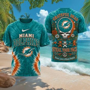 Miami Dolphins Grateful Dead Steal Your Face Tie Dye T Shirt