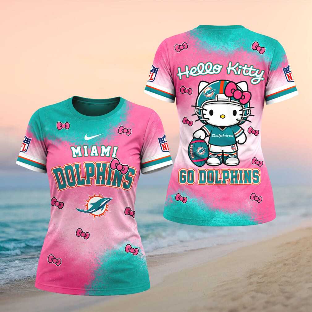 Miami Dolphins Hello Kitty Cute Pink Teal Football Women T shirt Miami Dolphins Hello Kitty Cute Pink Teal Football Women T shirt