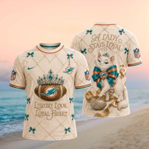 Miami Dolphins Luxury Pearl Tiara Cat Loyal Heart T shirt