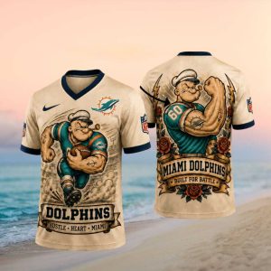 Miami Dolphins Popeye Hustle Heart Custom NFL Football T Shirt