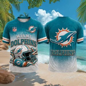 Miami Dolphins Retro Helmet Football Fan Graphic Apparel T Shirt
