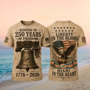 Miami Dolphins Ringing In 250 Years Of Freedom 2026 Vintage Fans Men Women T Shirt