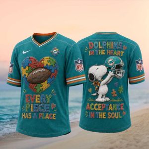 Miami Dolphins Snoopy Autism Awareness Football T Shirt