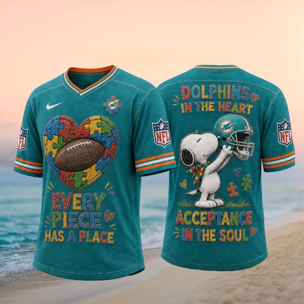 Miami Dolphins Snoopy Autism Awareness Football T Shirt Miami Dolphins Snoopy Autism Awareness Football T Shirt