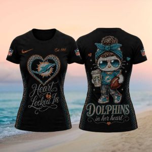 Miami Football Heart Locked In Rhinestone Mascot Girl Coffee T shirt
