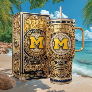 Michigan Wolverines 2026 NCAA National Champions Go Blue Luxury Gold 40oz Style Stainless Steel Insulated Tumbler
