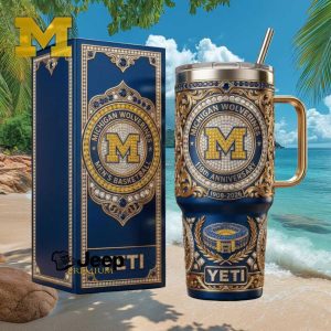 Michigan Wolverines Men's Basketball 118th Anniversary 1908 2026 Retro Blue Gold Fan Gift Stainless Steel Insulated Tumbler