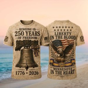 Minnesota Vikings 250 Years of Freedom 1776 2026 Patriotic T Shirt