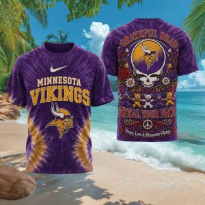 Minnesota Vikings Grateful Dead Steal Your Face Tie Dye T Shirt