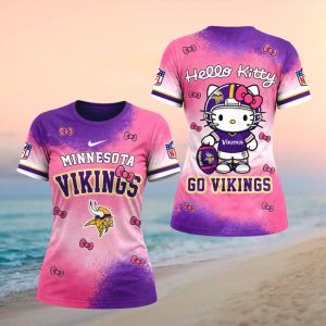 Minnesota Vikings Hello Kitty Pink Purple Football Women T shirt