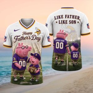 Minnesota Vikings Like Father Like Son Personalized Piglet Fan T Shirt
