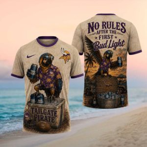 Minnesota Vikings Tailgate Pirate T Shirt Bud Light Parrot Football Fan Apparel