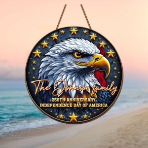 Modern Eagle Profile 250th Anniversary Custom Family Name Ornament