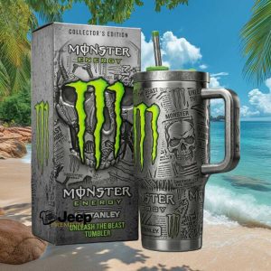 Monster Energy Unleash The Beast Stanley Style Skull Retro Collector’s Edition Gift Stainless Steel Insulated Tumbler