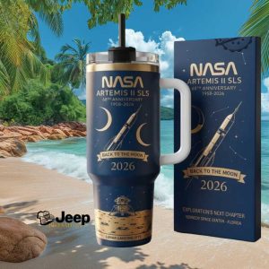 NASA Artemis II SLS 68th Anniversary 2026 Space Exploration Blue Stainless Steel Insulated Tumbler