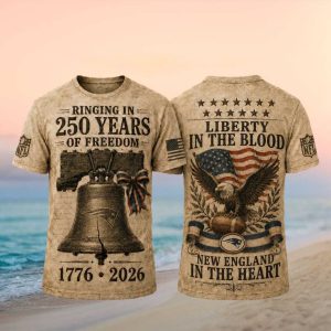 New England Patriotic Liberty Bell T Shirt 250 Years of Freedom Football T Shirt