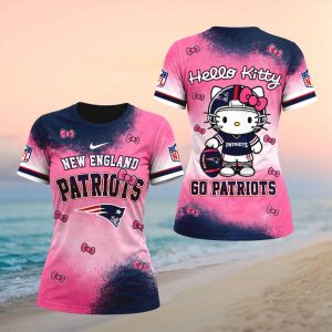 New England Patriots Hello Kitty Pink Navy Football Women T shirt