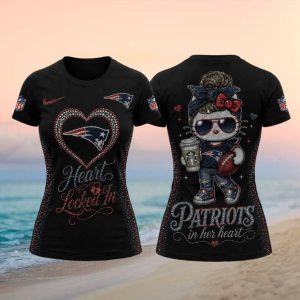 New England Patriots Kitty Mascot Heart Locked In Football T shirt