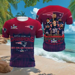New England Patriots Super Bowl LX Champions Team Photo T Shirt