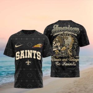 New Orleans Football Indian Chief Vintage Motorcycle T Shirt