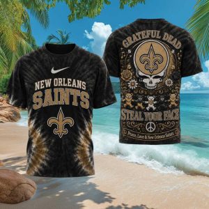 New Orleans Saints Grateful Dead Steal Your Face Tie Dye T Shirt
