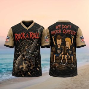 New Orleans Saints Rock And Roll Cartoon Couch Fans V Neck T Shirt