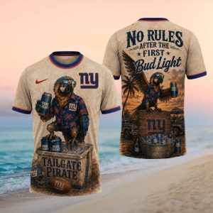 New York Giants Tailgate Pirate Parrot Bud Light 3D T Shirt