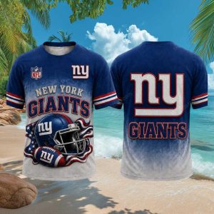 New York Giants Team Logo Helmet Game Day Apparel T Shirt