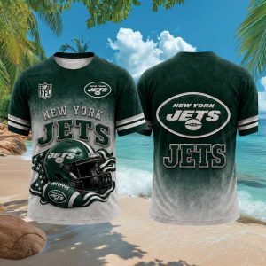 New York Jets Ombre Helmet Graphic Football Jersey T Shirt